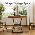 31.5-Inch Square Dining Table for 2–4, Small Kitchen Table with Curved Base and Shelf