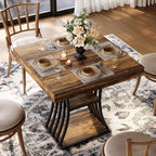 31.5-Inch Square Dining Table for 2–4, Small Kitchen Table with Curved Base and Shelf
