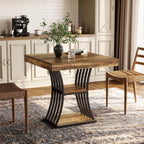 31.5-Inch Square Dining Table for 2–4, Small Kitchen Table with Curved Base and Shelf