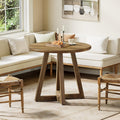 Compact Round Dining Table, 31.5-Inch Kitchen Table for Small Spaces in Warm Brown Finish