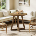 Compact Round Dining Table, 31.5-Inch Kitchen Table for Small Spaces in Warm Brown Finish