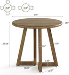 Compact Round Dining Table, 31.5-Inch Kitchen Table for Small Spaces in Warm Brown Finish