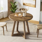 Compact Round Dining Table, 31.5-Inch Kitchen Table for Small Spaces in Warm Brown Finish