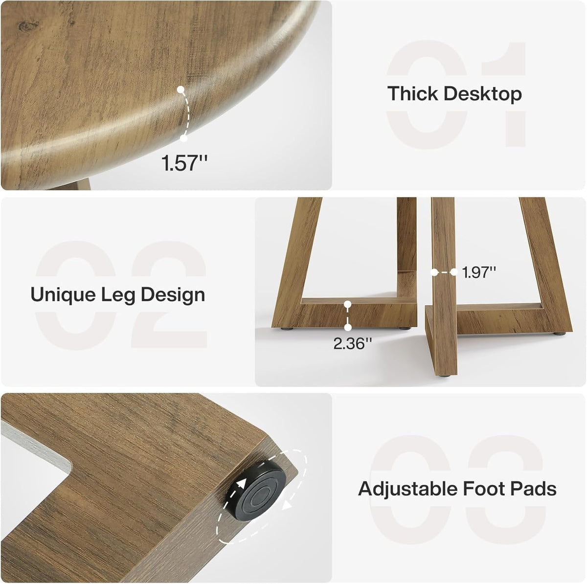 Compact Round Dining Table, 31.5-Inch Kitchen Table for Small Spaces in Warm Brown Finish