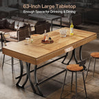 63-Inch Counter Height Bar Table with Metal Footrest