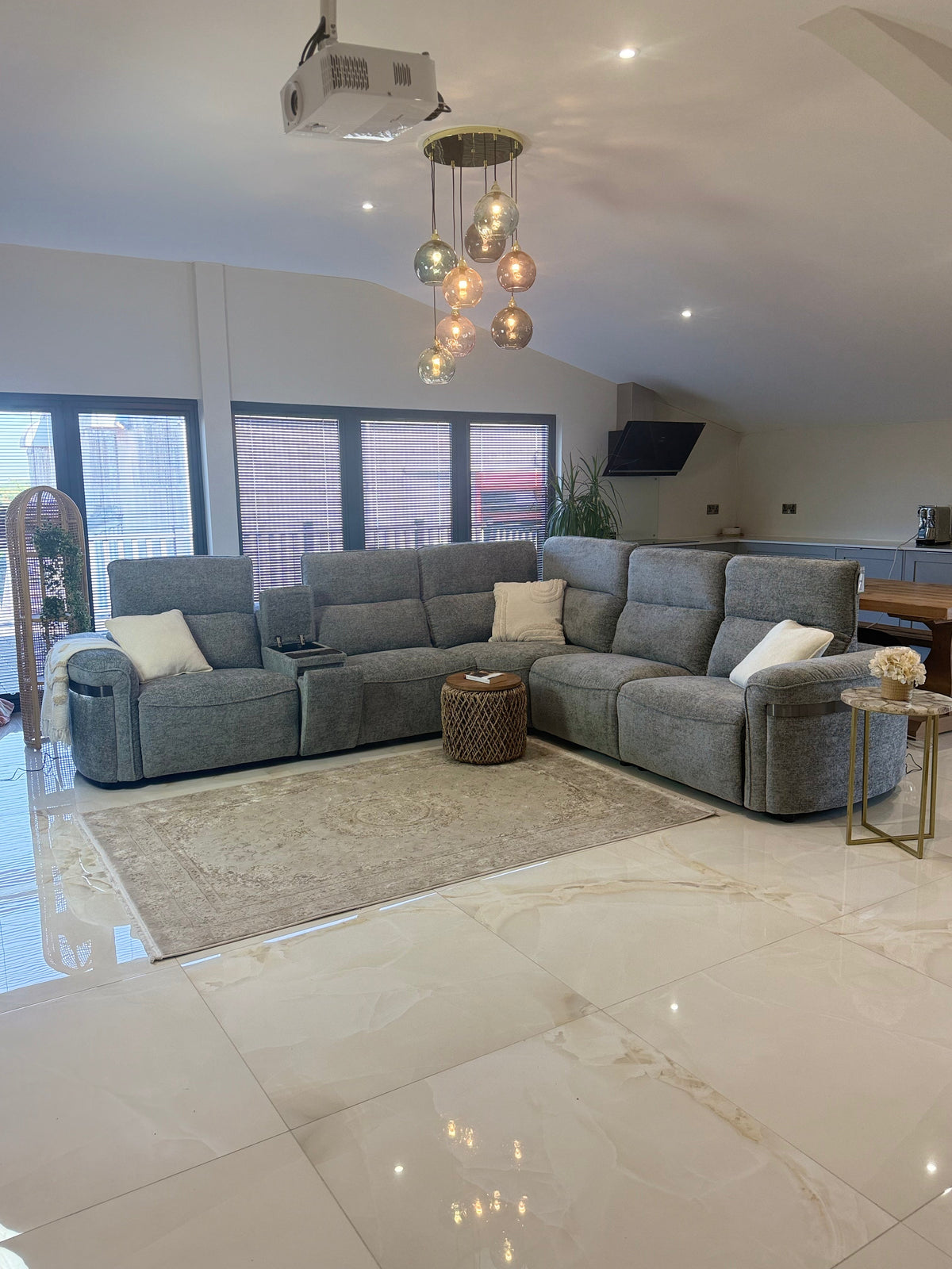 Bicester Electric Recliner Sofa Large Corner Grey