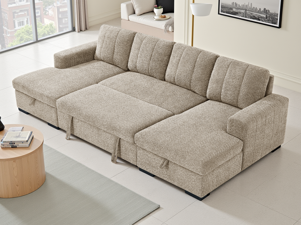 Como Sofa Bed U Shape Corner Beige