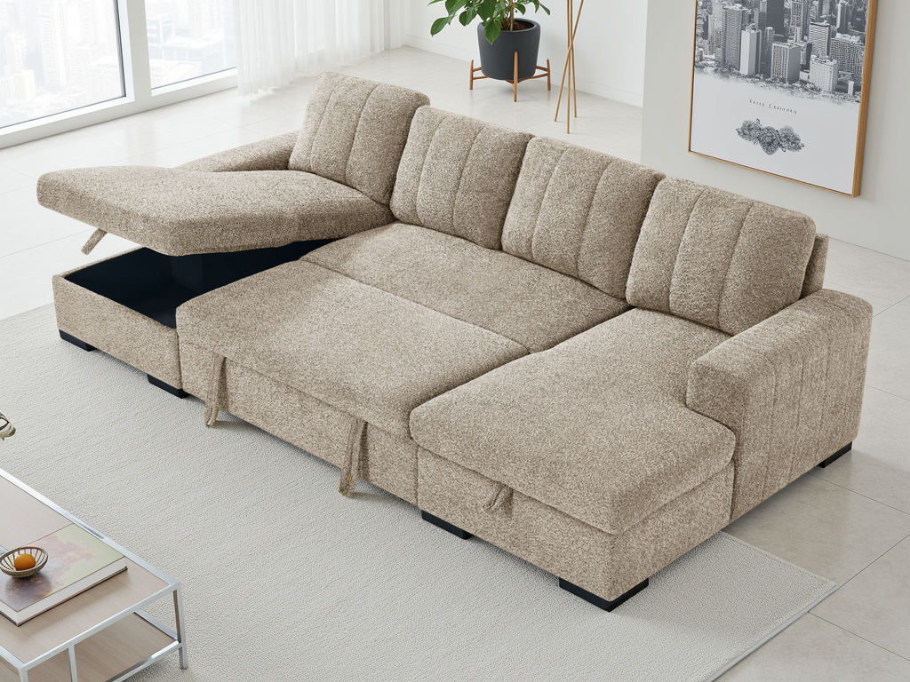 Como Sofa Bed U Shape Corner Beige