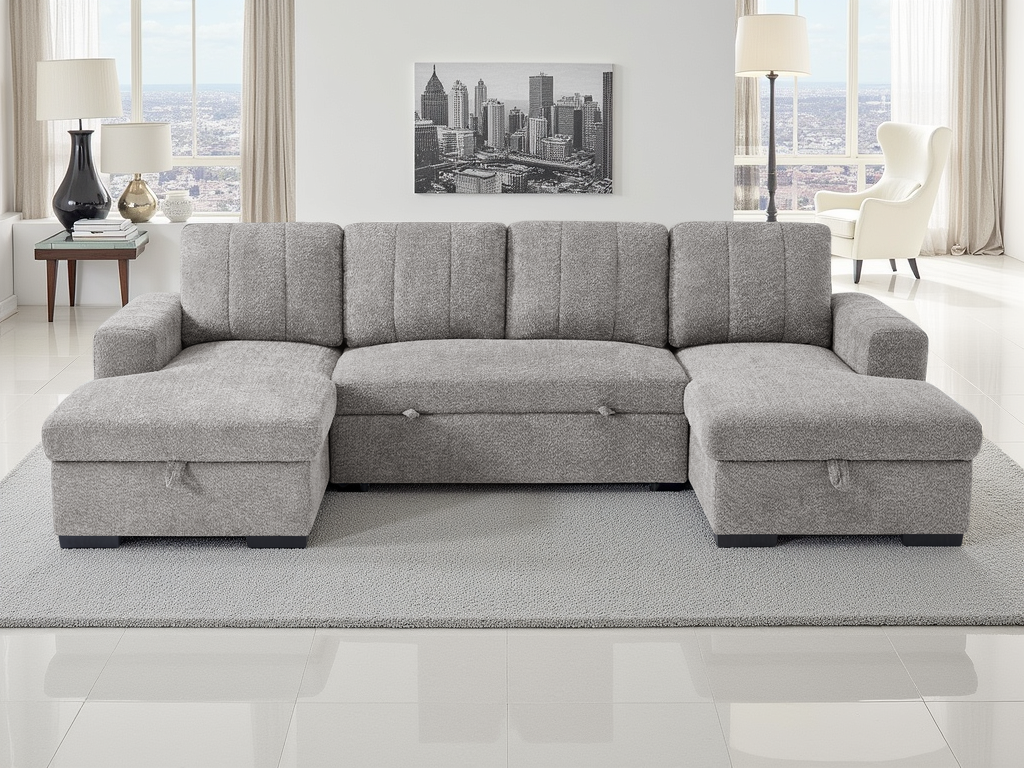 Como Sofa Bed U Shape Corner Grey