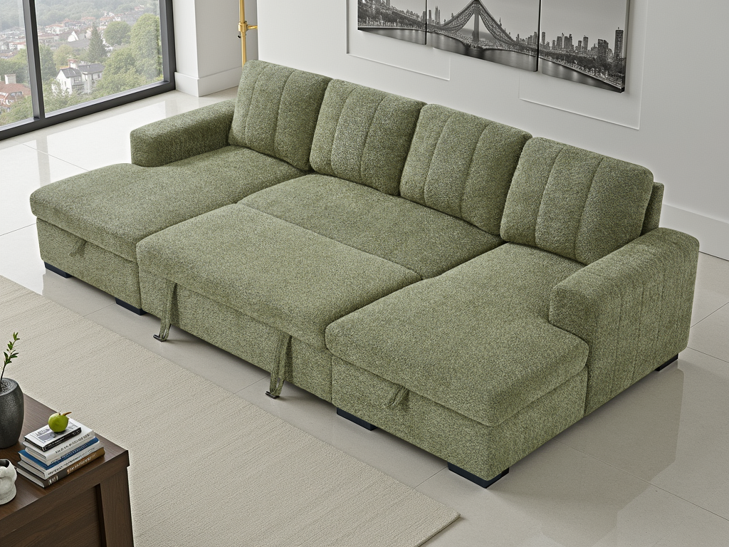 Como Sofa Bed U Shape Corner Green