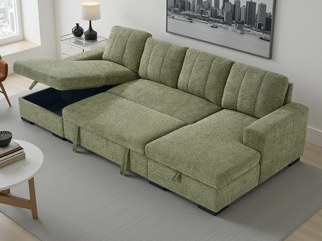 Como Sofa Bed U Shape Corner Green