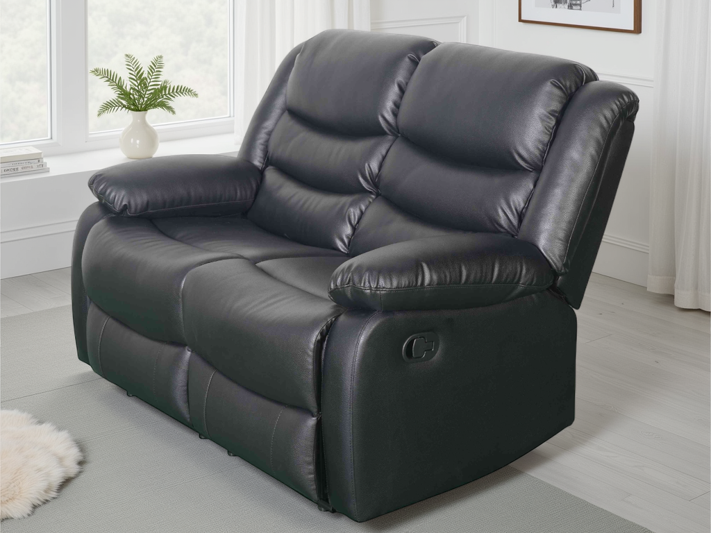 Conrad Manual Recliner Sofa 2 Seater Black