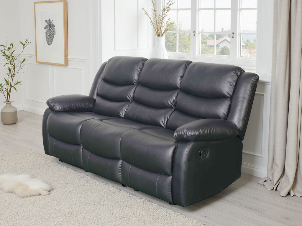 Conrad Manual Recliner Sofa 3 Seater Black