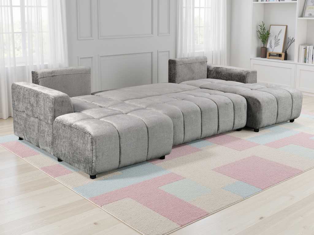 Shanghai Luxury U Shape Corner Sofa Bed Grey