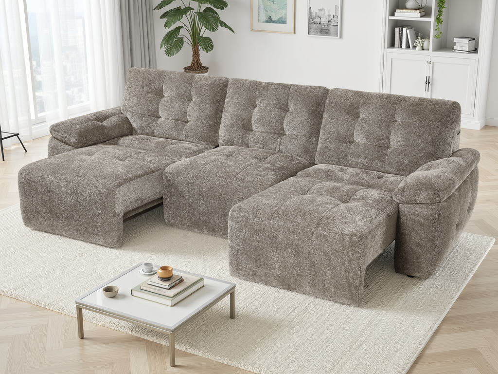 Dallas Electric Sofa Bed 3 Seater Mushroom