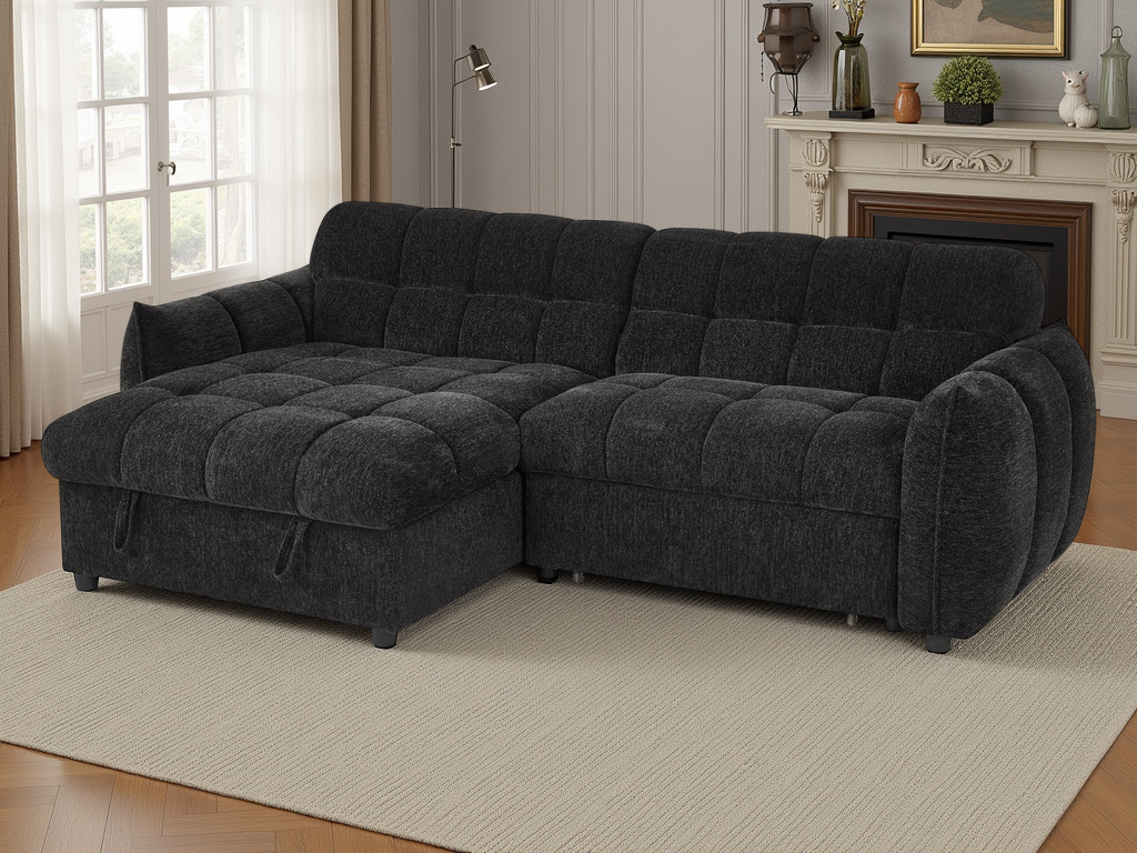 Florida Sofa Bed Universal Corner Black