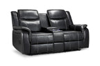 Galaxy Tech Electric Recliner 2 Seater Black Leather