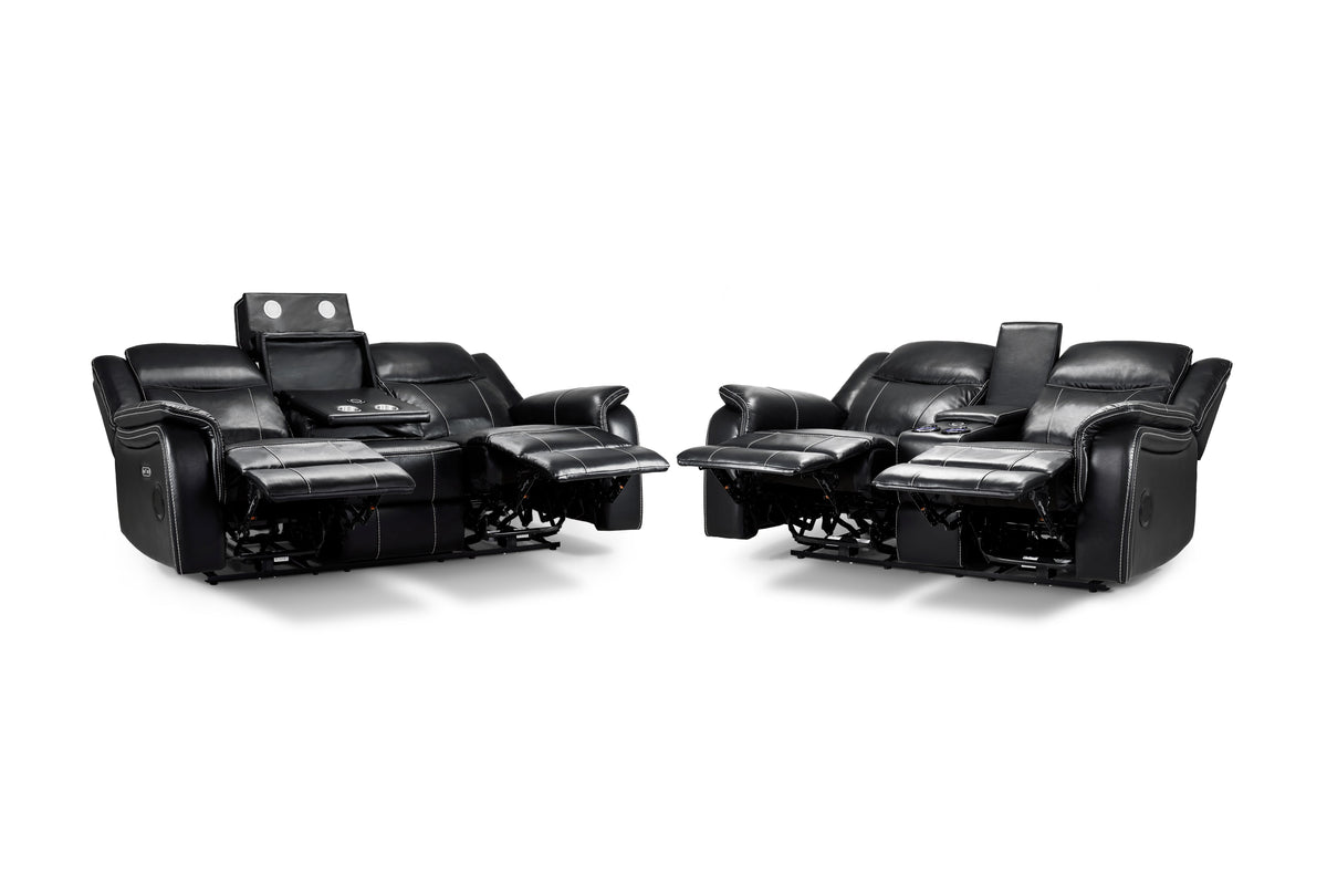 Galaxy Tech Electric Recliner Sofa 3+2 Set Black