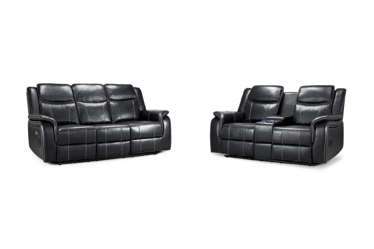 Galaxy Tech Electric Recliner Sofa 3+2 Set Black