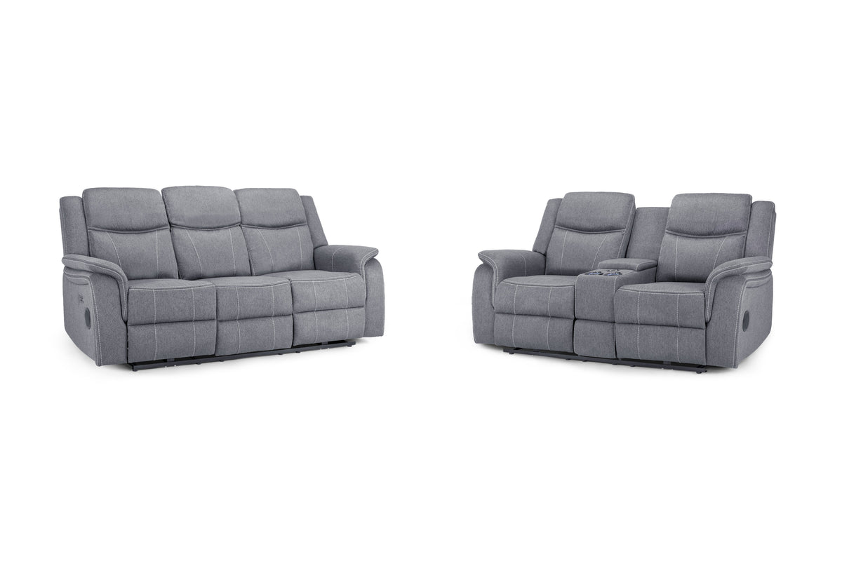 Galaxy Tech Electric Recliner Sofa 3+2 Set Grey