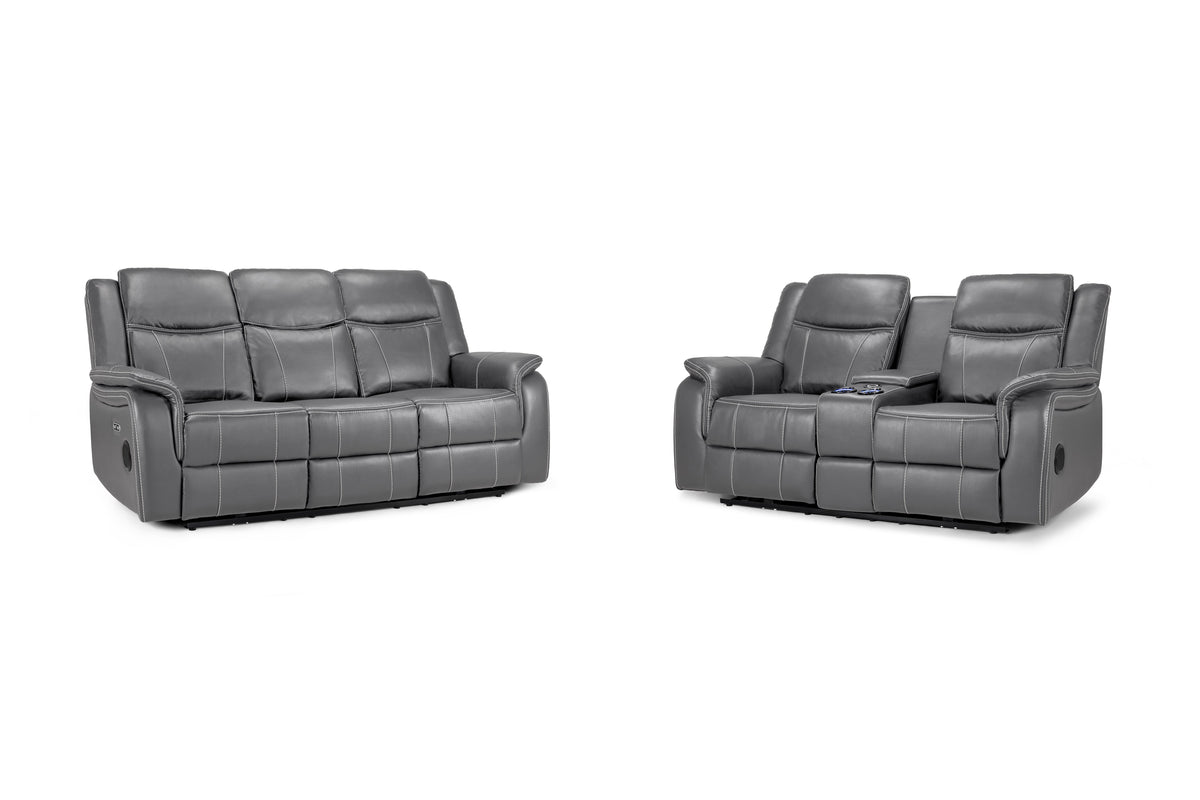 Galaxy Tech Electric Recliner Sofa 3+2 Set Grey