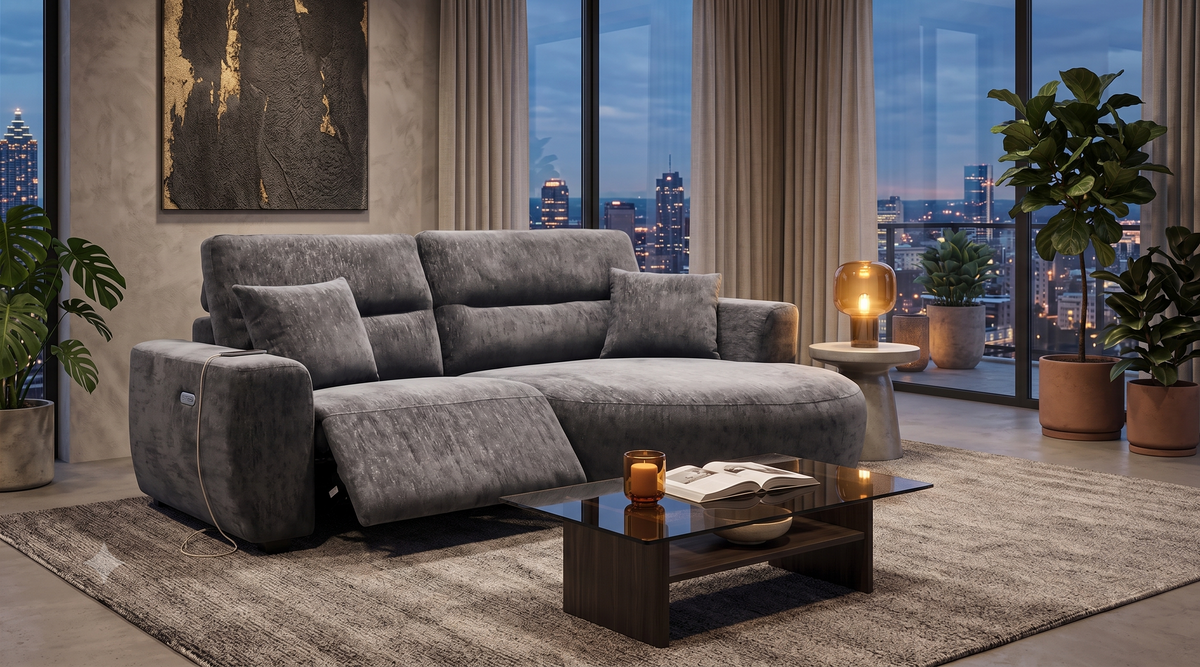 Denver Sofa Electric Recliner Right Hand Black