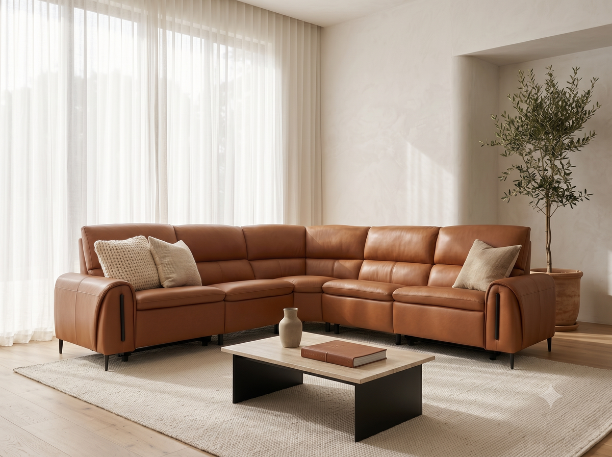 Arizona Electric Recliner Sofa Large Corner Tan