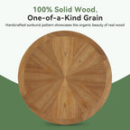 31.5-Inch Round Coffee Table, Solid Wood Table with Shelf