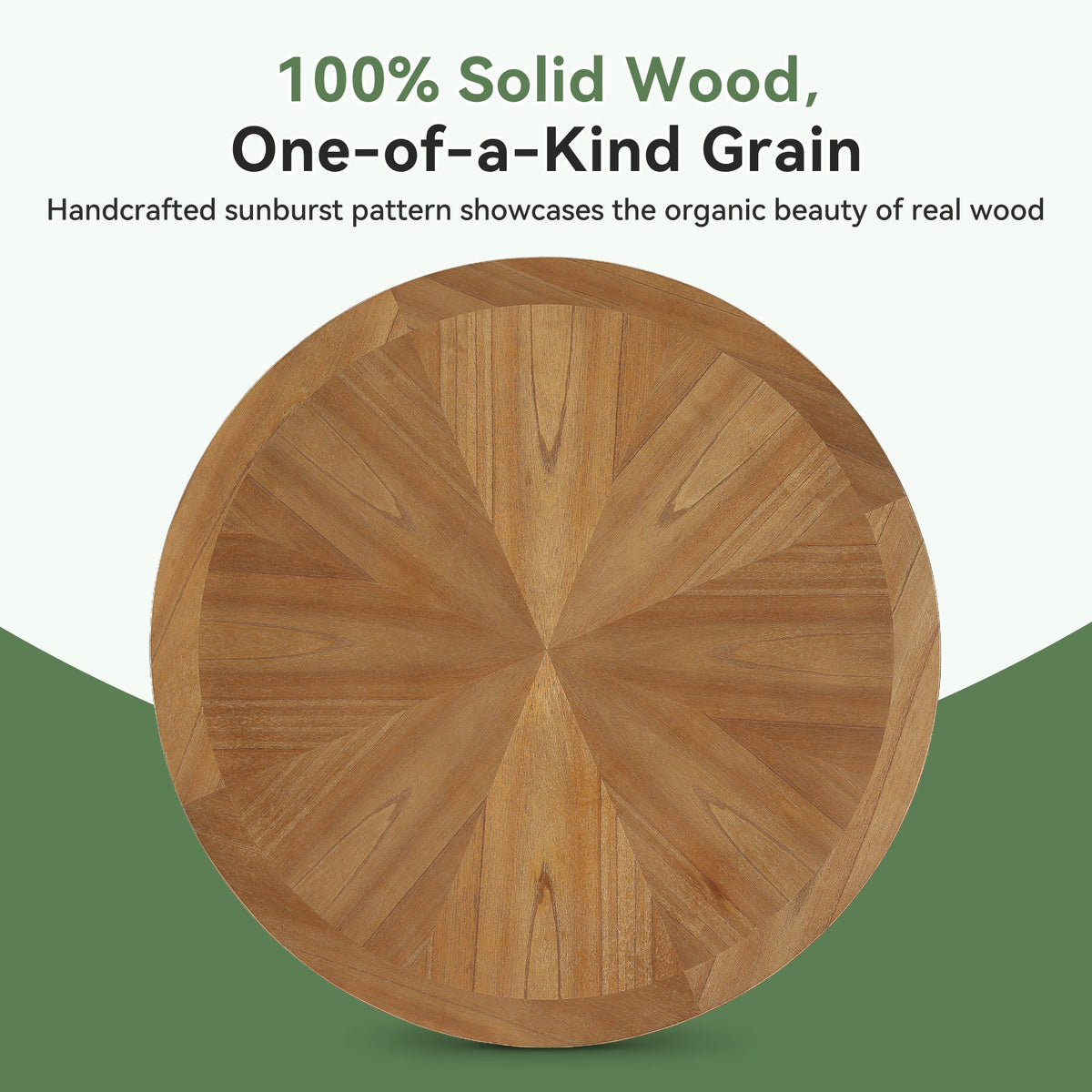 31.5-Inch Round Coffee Table, Solid Wood Table with Shelf