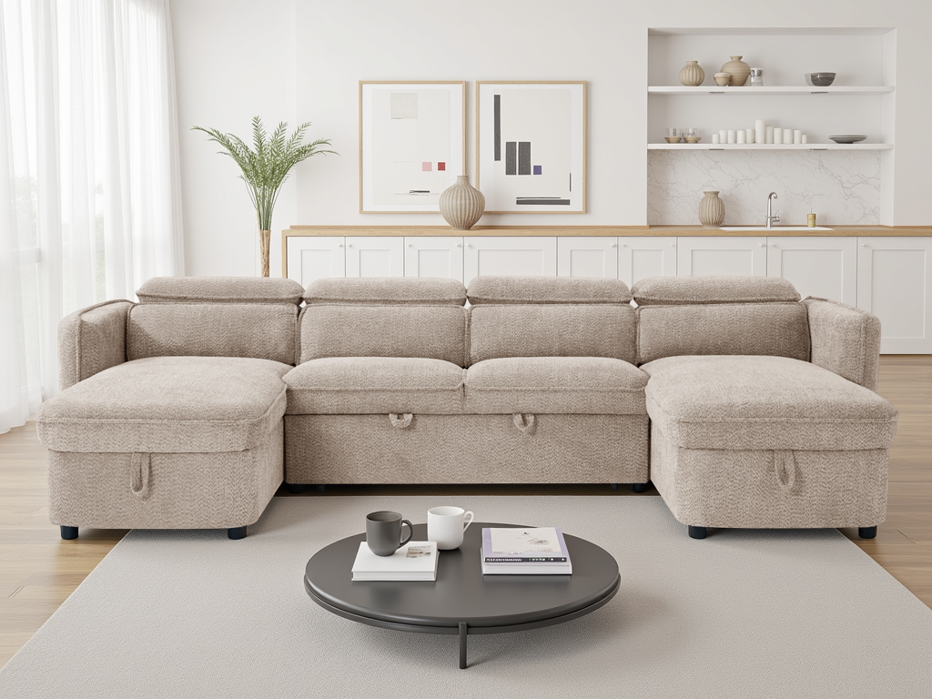 Capri Sofa Bed U Shape Corner Beige