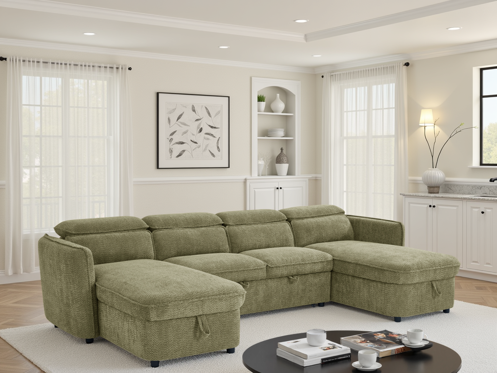 Capri Sofa Bed U Shape Corner Green