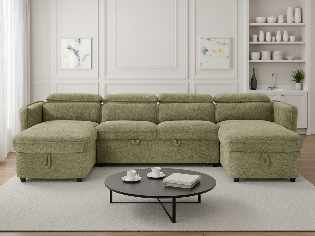 Capri Sofa Bed U Shape Corner Green