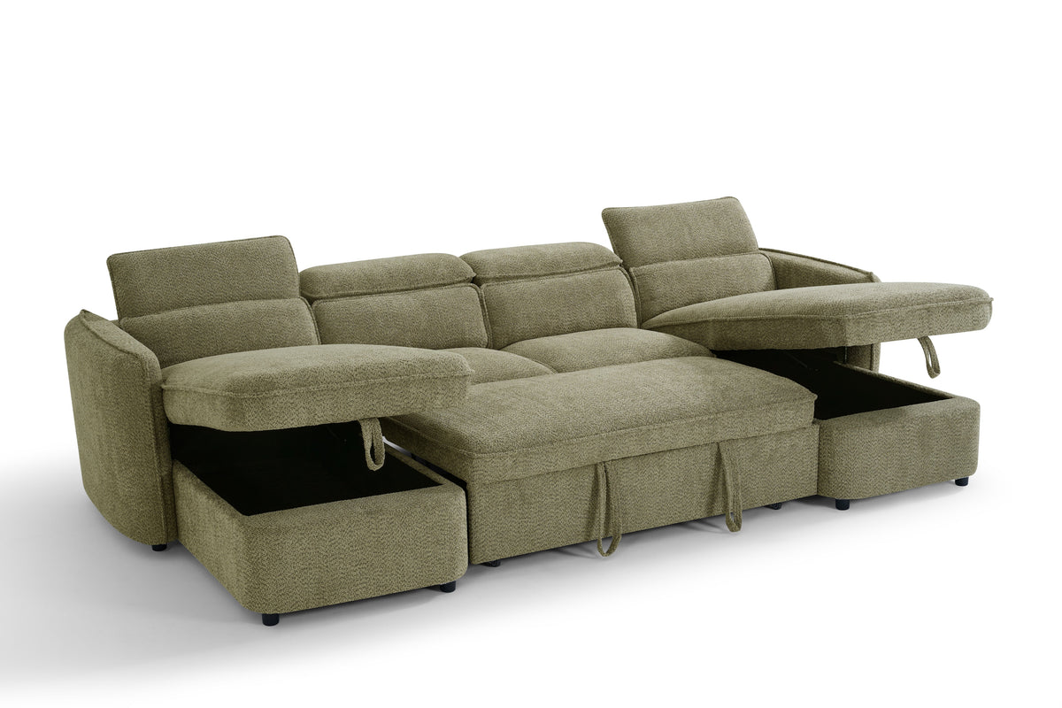 Capri Sofa Bed U Shape Corner Green