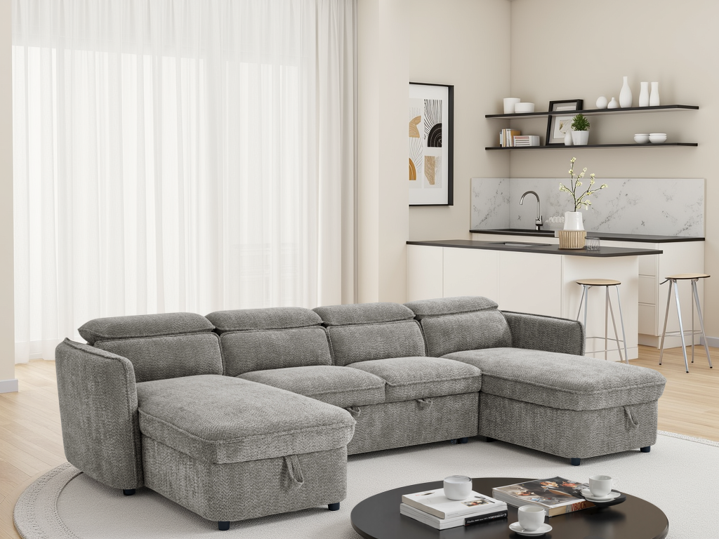 Capri Sofa Bed U Shape Corner Grey