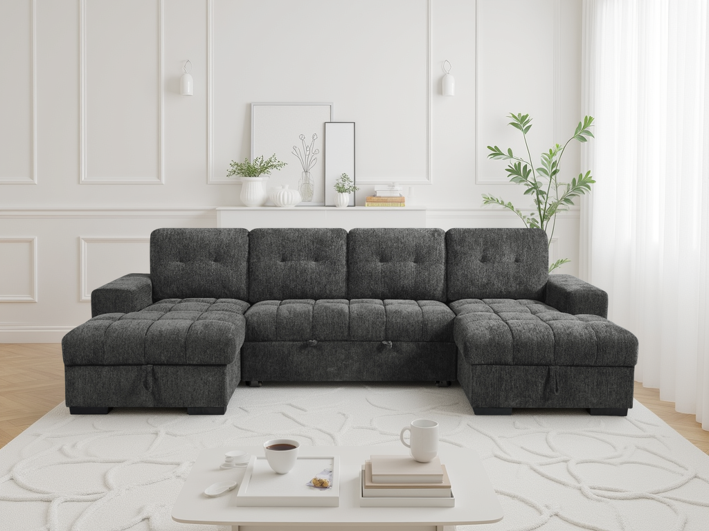 Palermo Sofa Bed U Shape Corner Grey