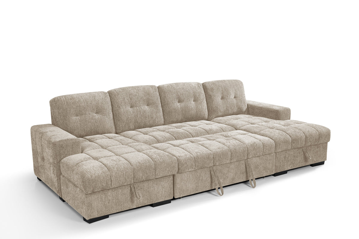 Palermo Sofa Bed U Shape Corner Beige