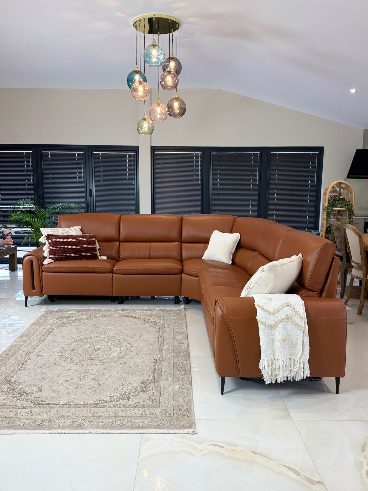 Arizona Electric Recliner Sofa Large Corner Tan