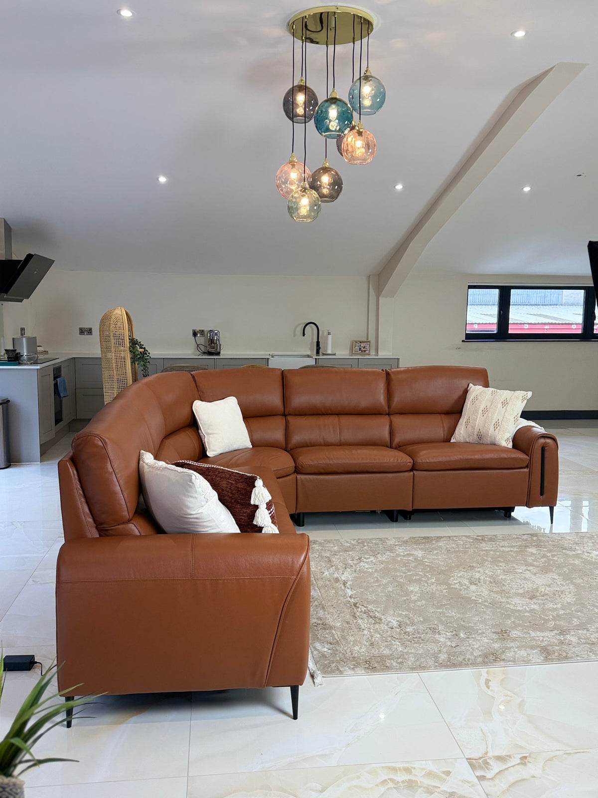 Arizona Electric Recliner Sofa Large Corner Tan