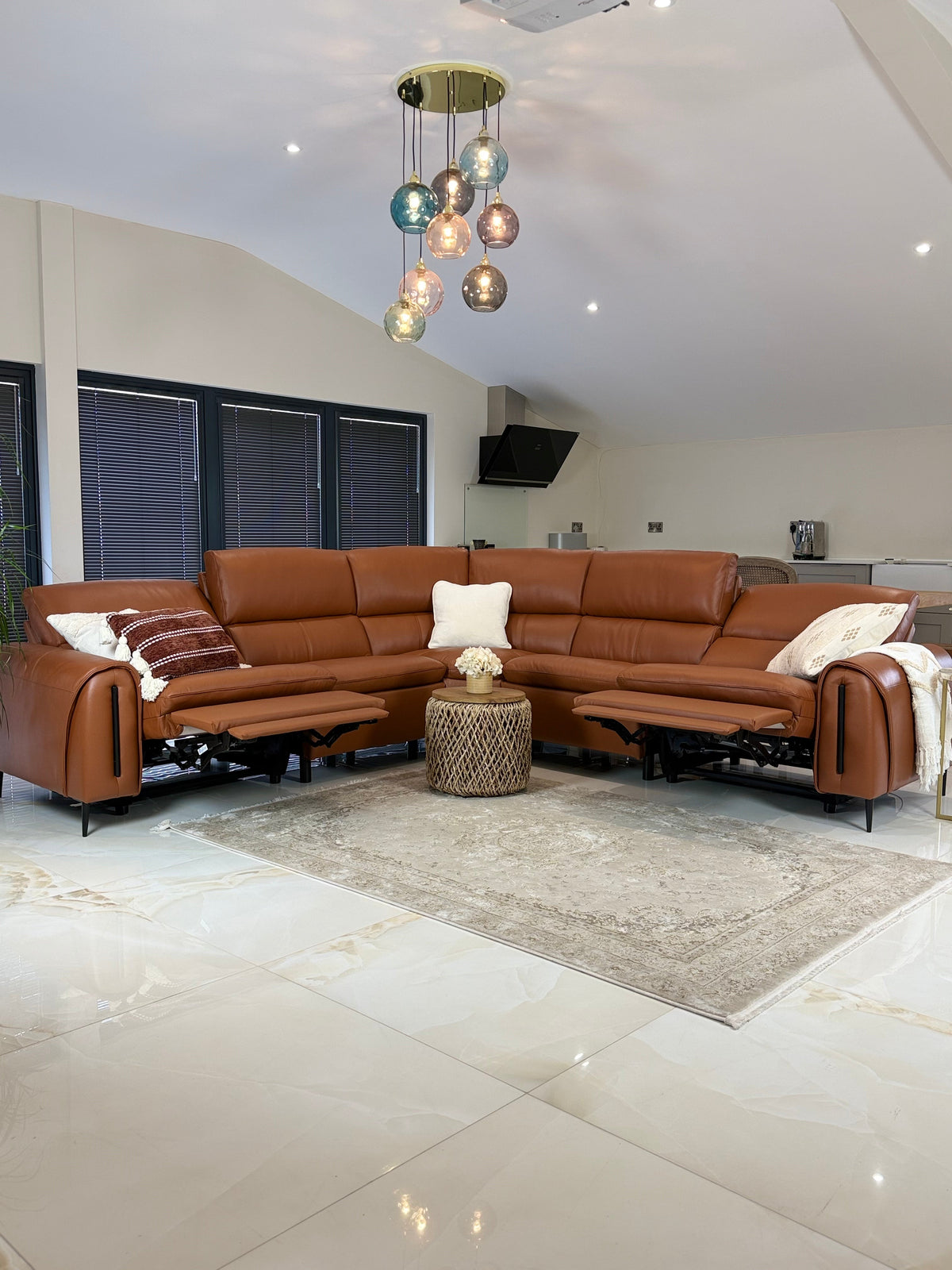 Arizona Electric Recliner Sofa Large Corner Tan