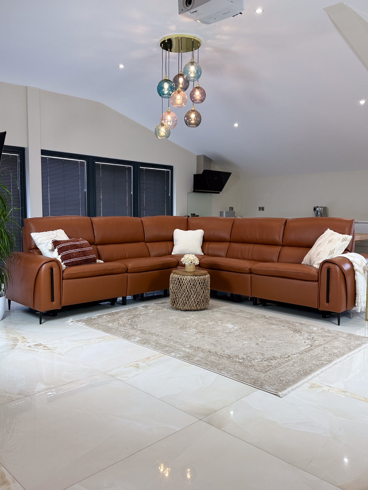 Arizona Electric Recliner Sofa Large Corner Tan