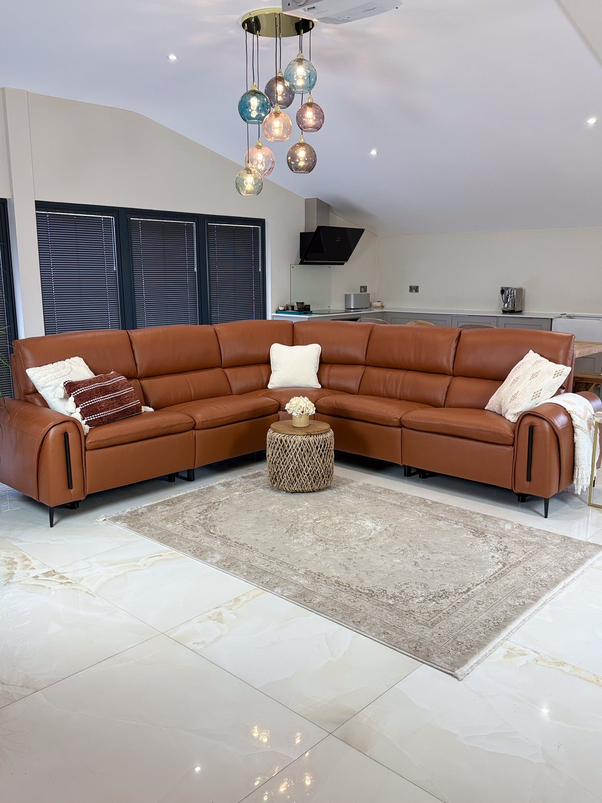 Arizona Electric Recliner Sofa Large Corner Tan