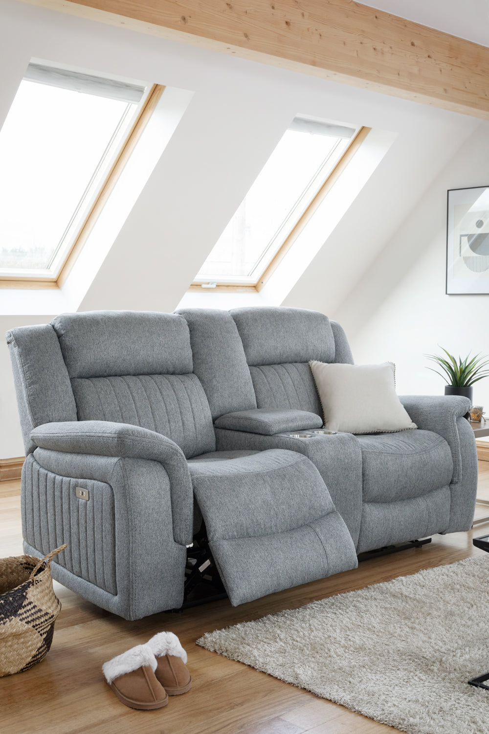 Linden Electric Recliner Sofa 2 Seater Grey