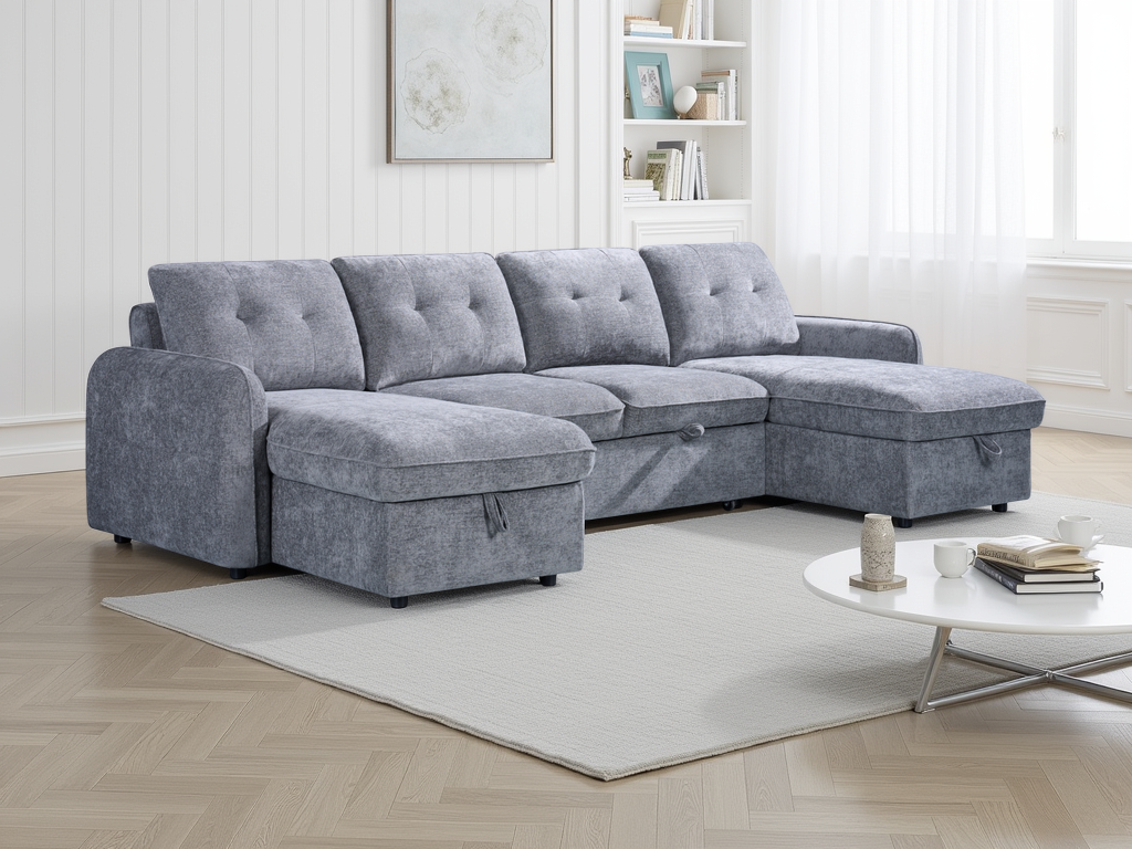 Moscow Sofa Bed U Shape Corner Grey