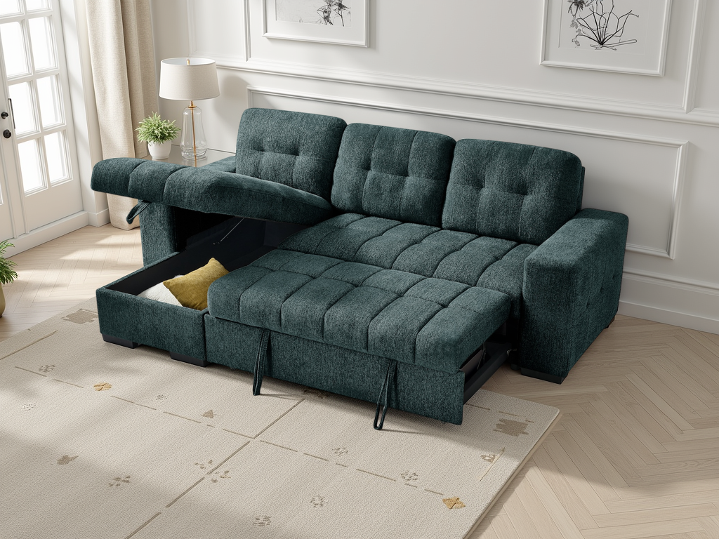 Palermo Universal Corner Sofa Bed Teal