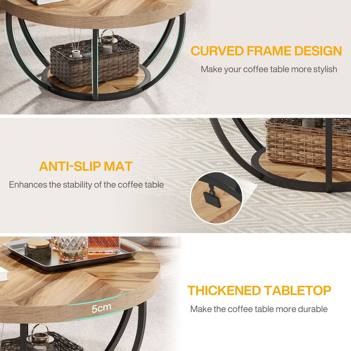 31.7-inch round coffee table