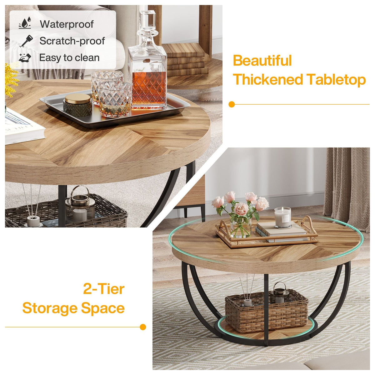 31.7-inch round coffee table