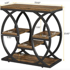 23.6" Rustic 4-Shelf End Table - Narrow Storage Side Table for Bedroom & Living Room