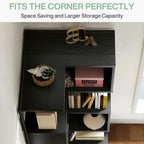 6-Tier Corner Bookshelf Unit，Metal Frame for Living Room Home Office