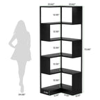 6-Tier Corner Bookshelf Unit，Metal Frame for Living Room Home Office