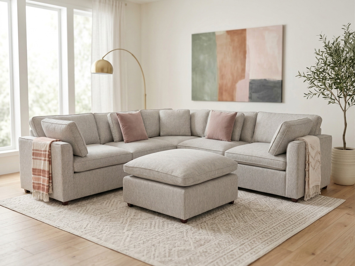 Santorini Sofa Large Corner with Footstool Grey